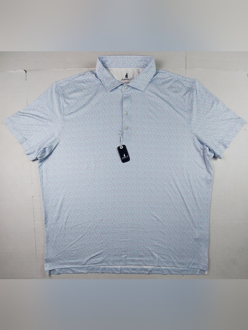 Johnnie-O Featherweight Four Leaf Polo Shirt Mens XXL 2XL Kona Blue NWT $110